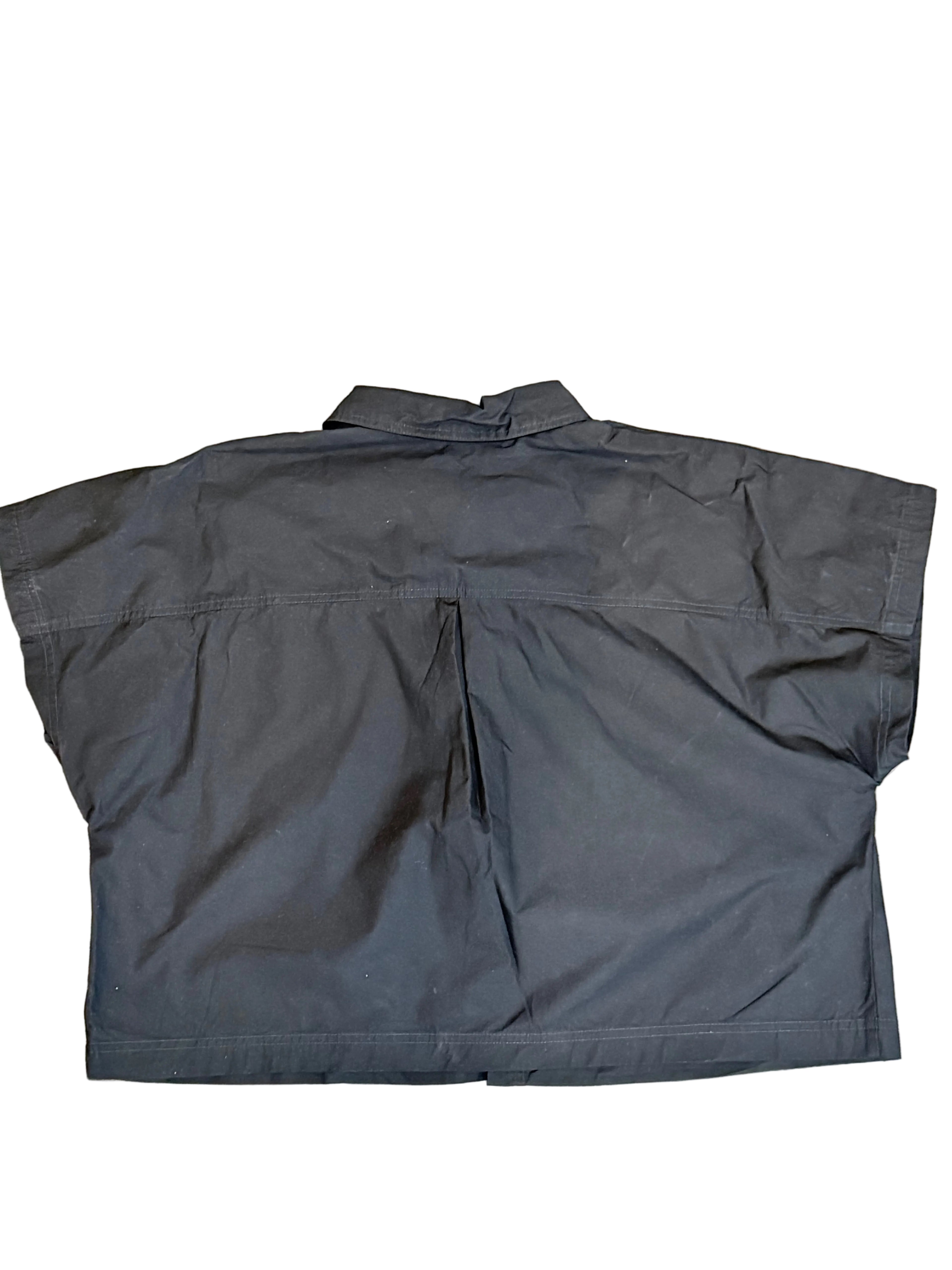 Future Collective Black Cropped Button Front Shirt – Women’s Collared Short Sleeve Top| Target