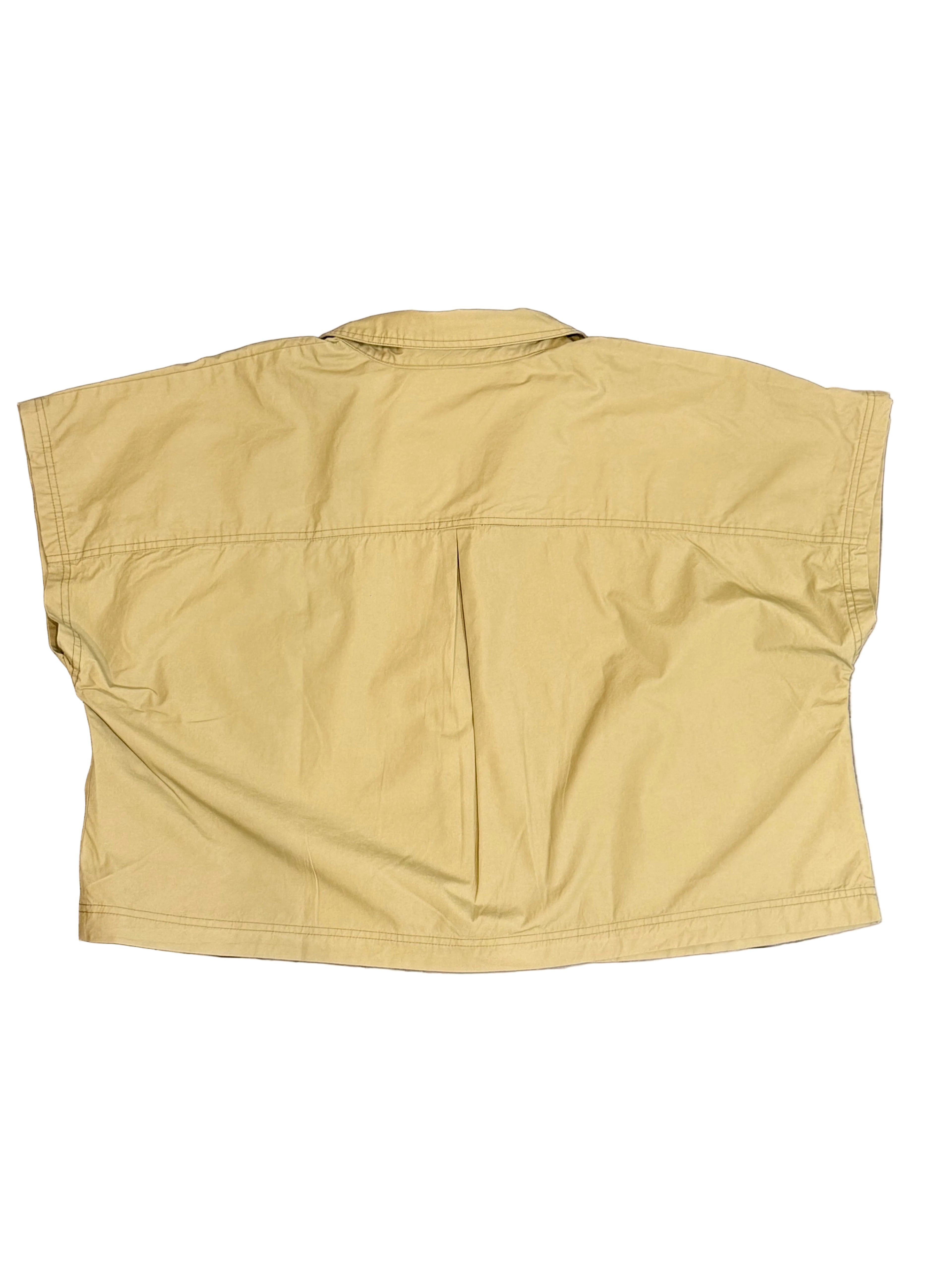 Future Collective Khaki Cropped Button Front Shirt – Women’s Collared Short Sleeve Top| Target