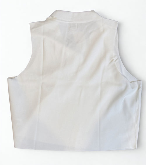 A New Day Sleeveless Collared Polo Top – White